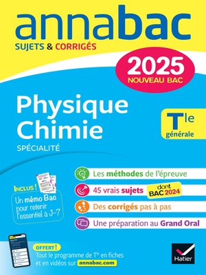 cover image of Annales du bac Annabac 2025 Physique-Chimie Tle générale (spécialité)